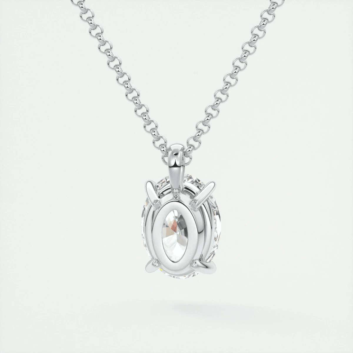 Seraphina Oval Prong Set Pendant Necklace – Lab-Grown Diamond or Moissanite