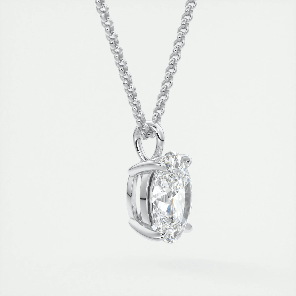 Seraphina Oval Prong Set Pendant Necklace – Lab-Grown Diamond or Moissanite