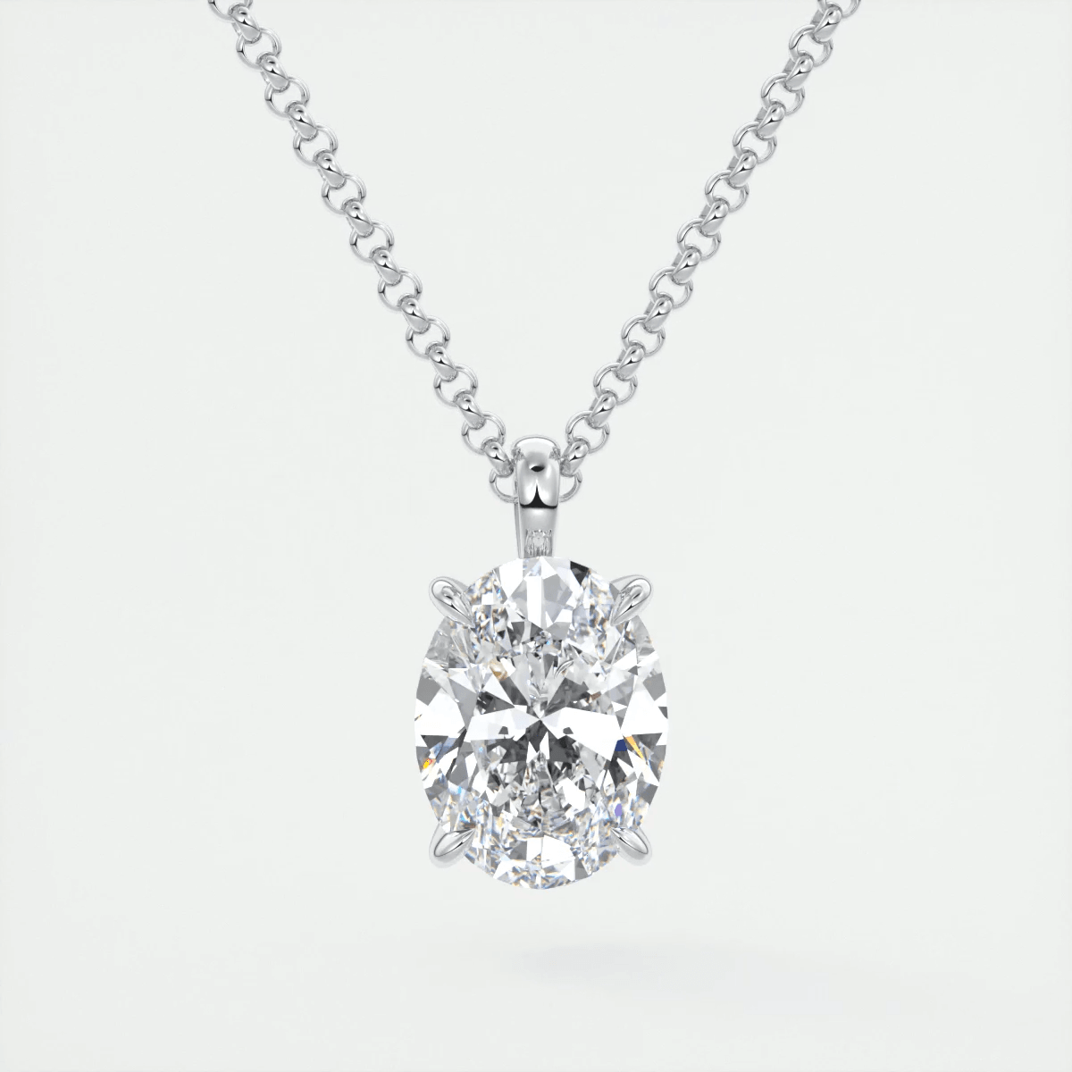 Seraphina Oval Prong Set Pendant Necklace – Lab-Grown Diamond or Moissanite