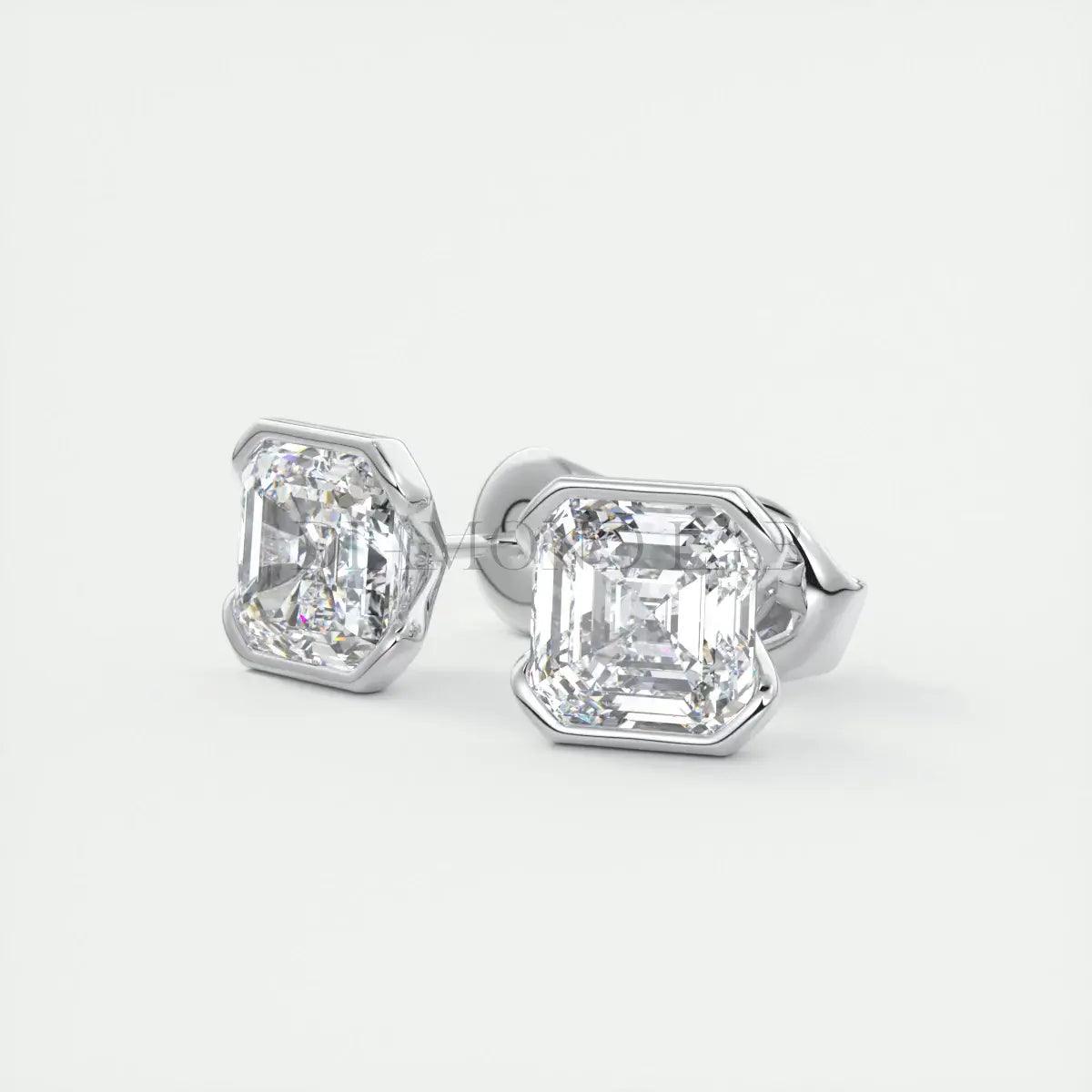 Sleek Asscher Half-Bezel Stud Earrings My Store