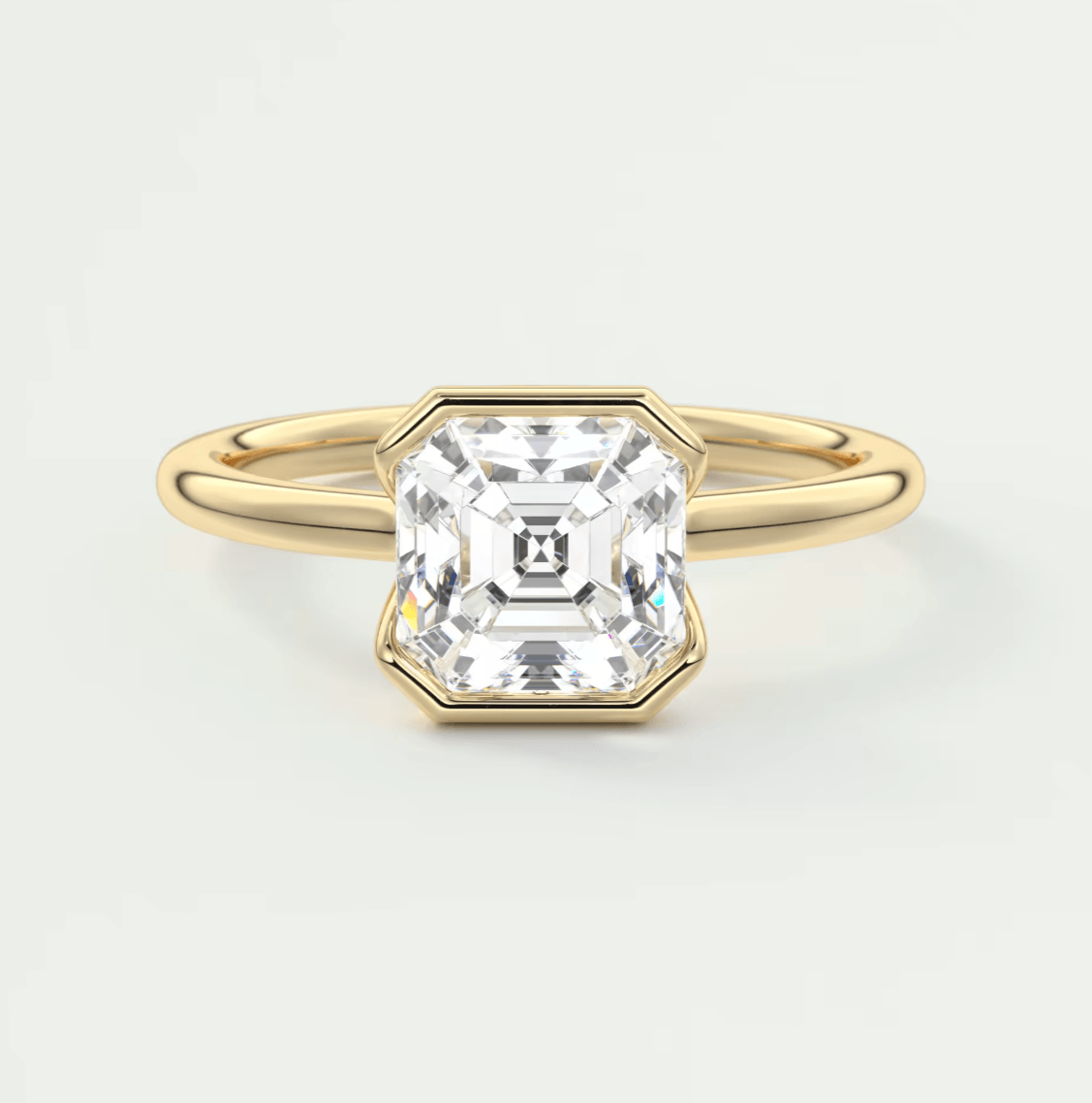 Solara Asscher Half Bezel Ring – Lab Diamond or Moissanite