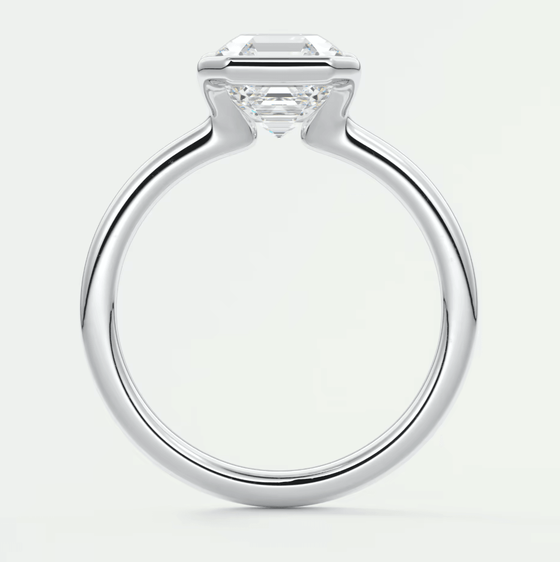 Solara Asscher Half Bezel Ring – Lab Diamond or Moissanite