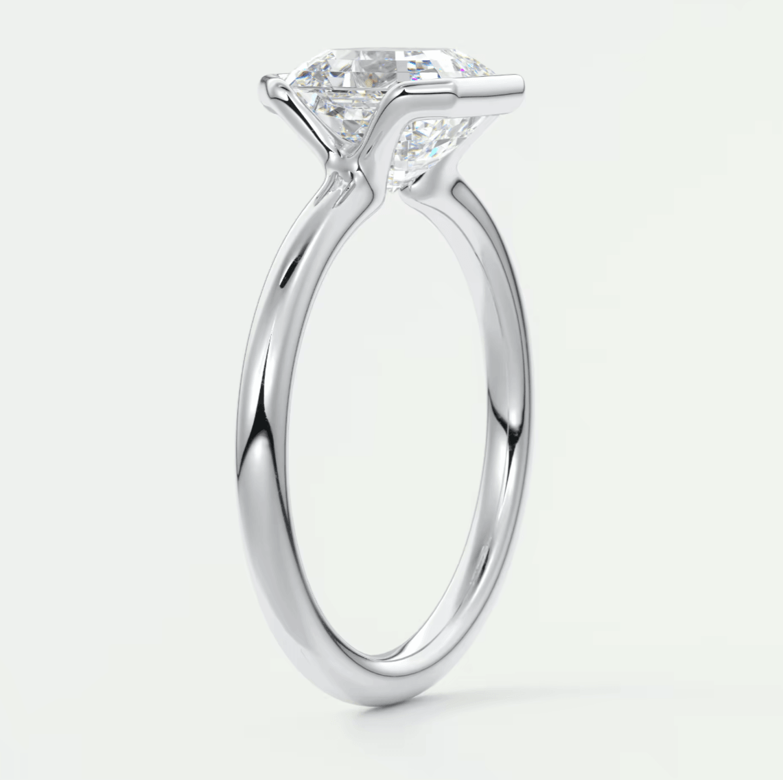 Solara Asscher Half Bezel Ring – Lab Diamond or Moissanite