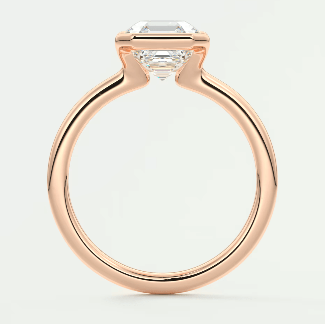 Solara Asscher Half Bezel Ring – Lab Diamond or Moissanite