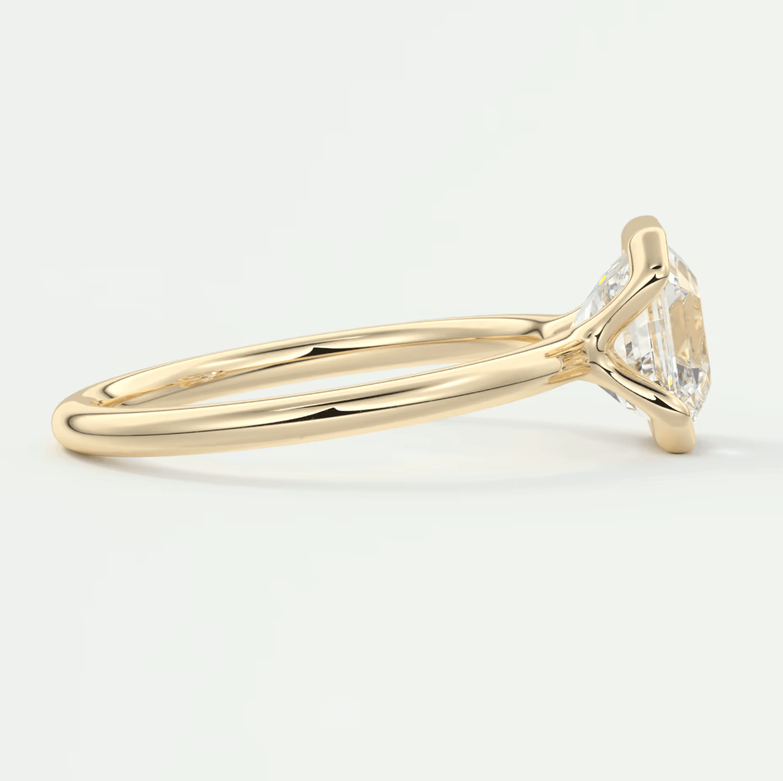 Solara Asscher Half Bezel Ring – Lab Diamond or Moissanite