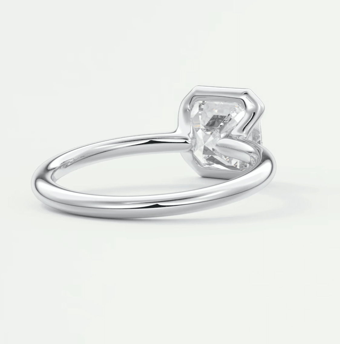Solara Asscher Half Bezel Ring – Lab Diamond or Moissanite