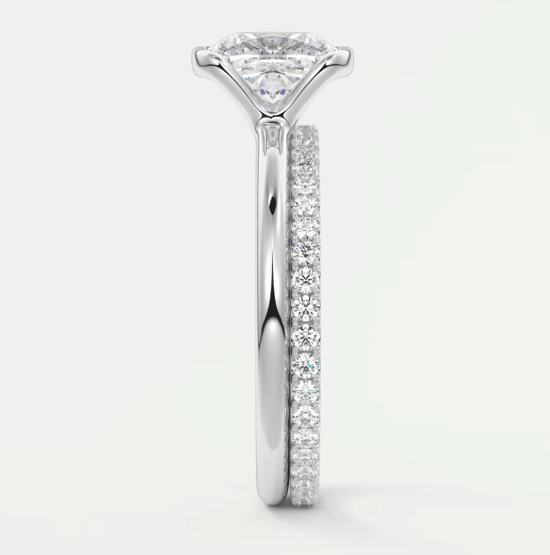 Solara Cushion Half Bezel Ring – Lab Diamond or Moissanite