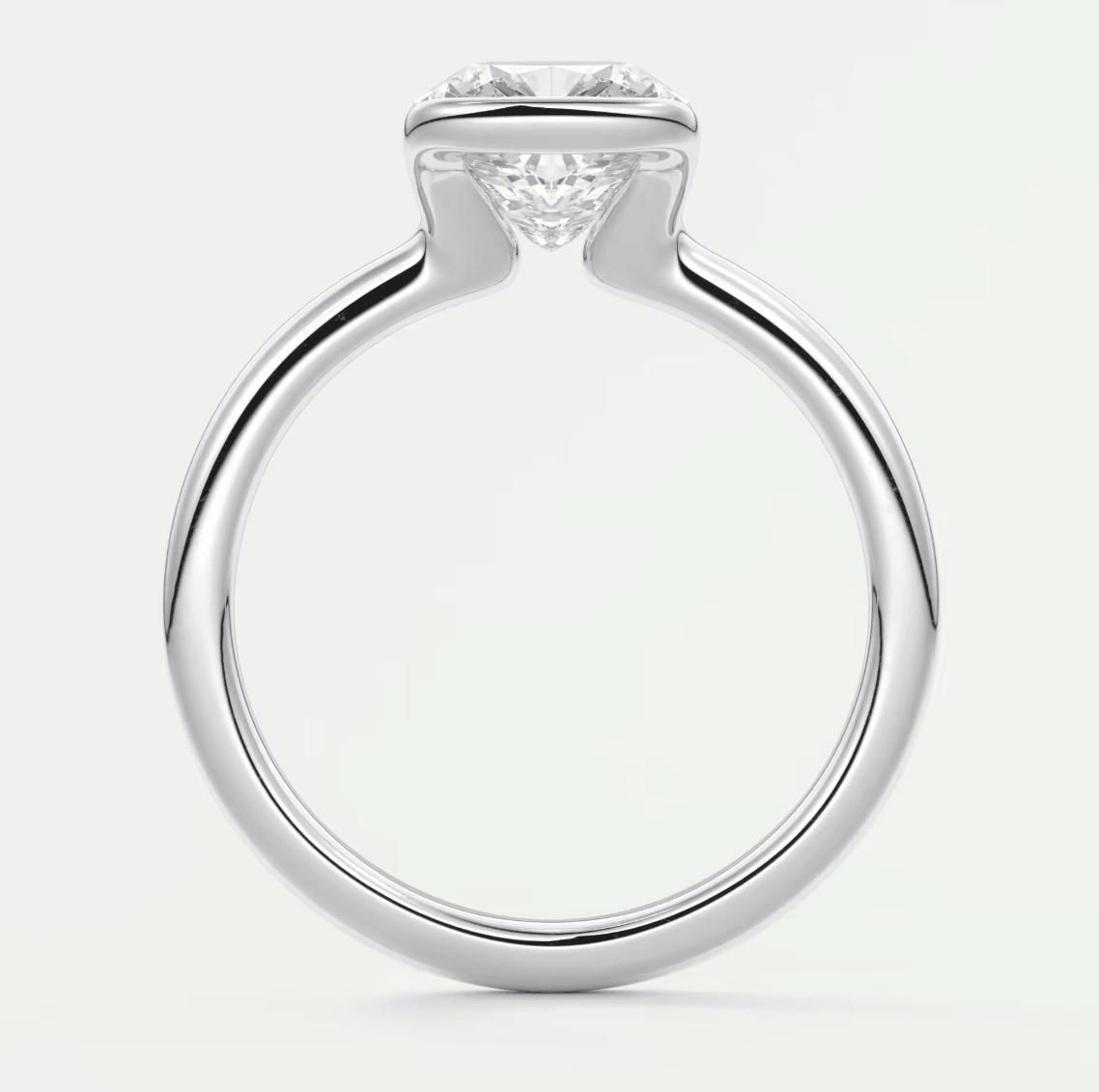Solara Cushion Half Bezel Ring – Lab Diamond or Moissanite