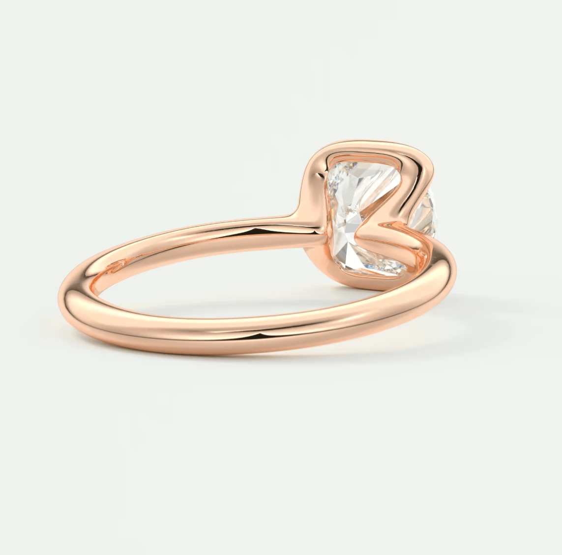 Solara Cushion Half Bezel Ring – Lab Diamond or Moissanite