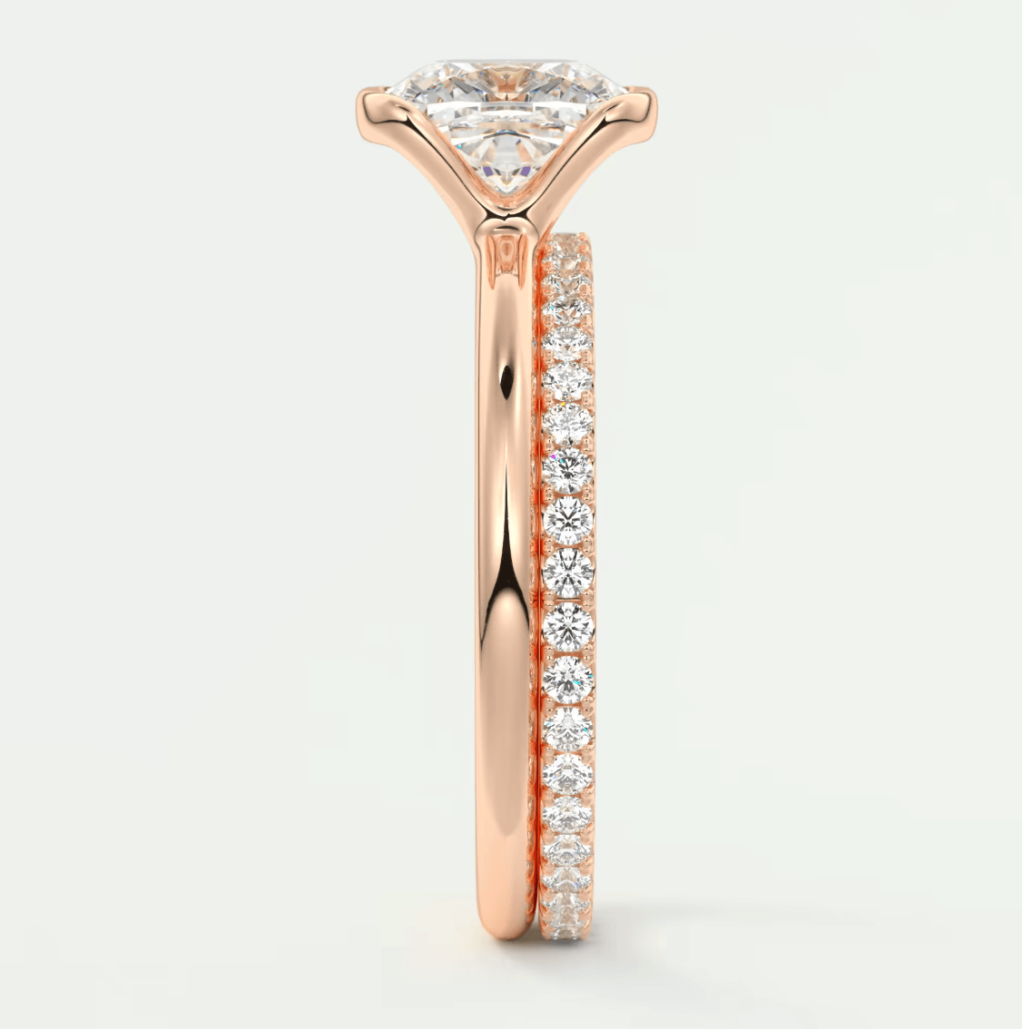 Solara Cushion Half Bezel Ring – Lab Diamond or Moissanite