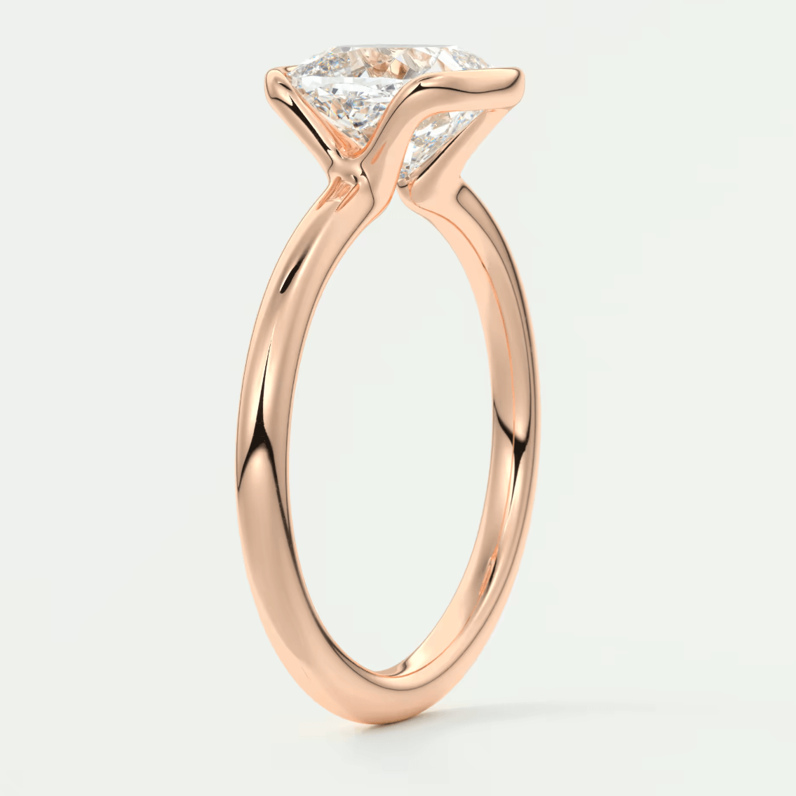 Solara Cushion Half Bezel Ring – Lab Diamond or Moissanite