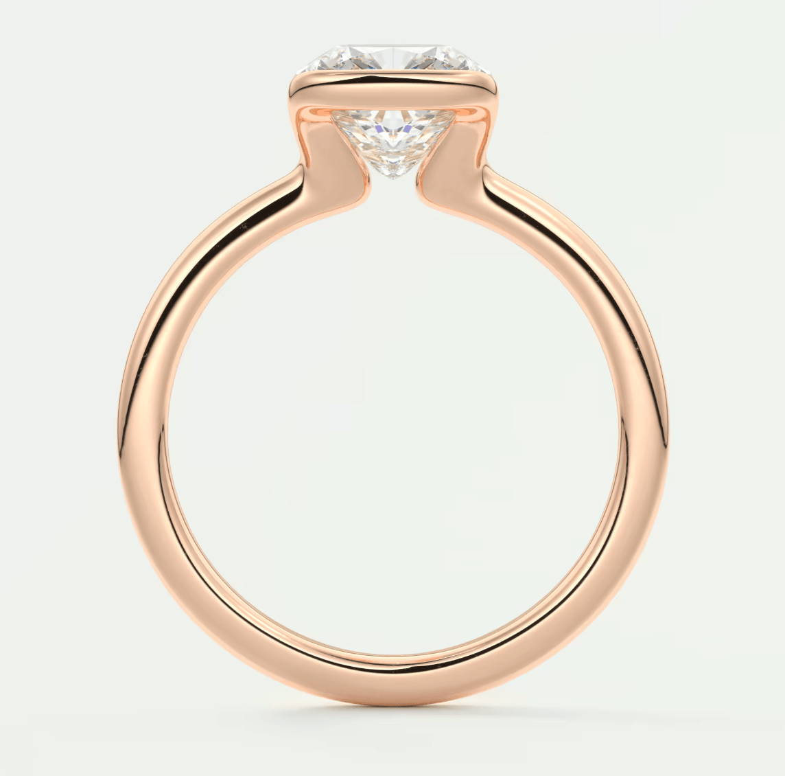Solara Cushion Half Bezel Ring – Lab Diamond or Moissanite