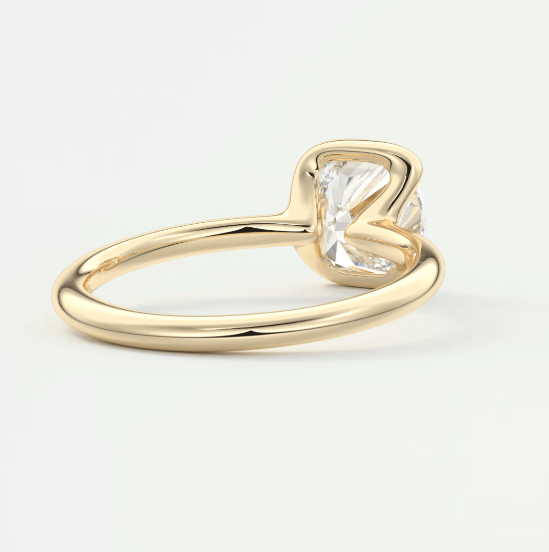 Solara Cushion Half Bezel Ring – Lab Diamond or Moissanite