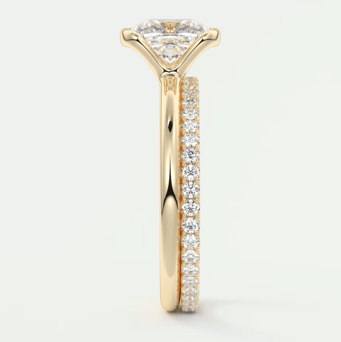 Solara Cushion Half Bezel Ring – Lab Diamond or Moissanite