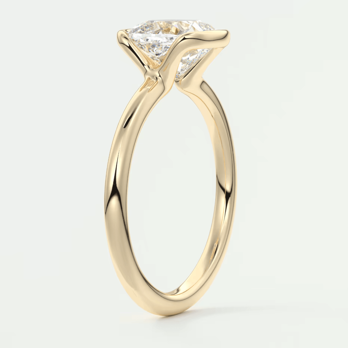 Solara Cushion Half Bezel Ring – Lab Diamond or Moissanite