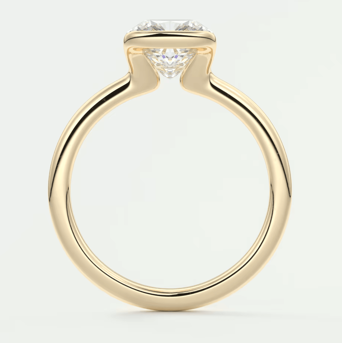 Solara Cushion Half Bezel Ring – Lab Diamond or Moissanite
