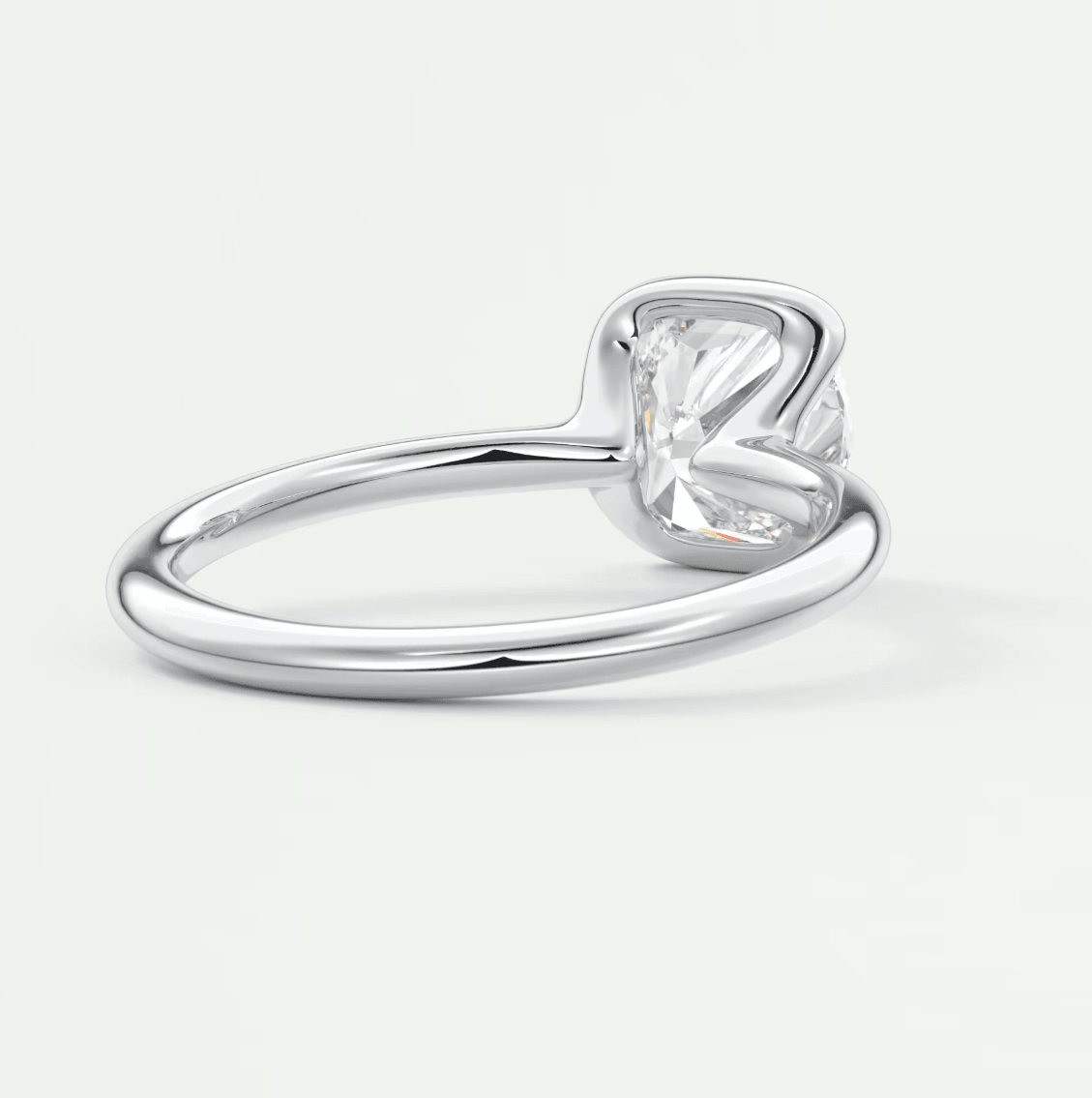 Solara Cushion Half Bezel Ring – Lab Diamond or Moissanite