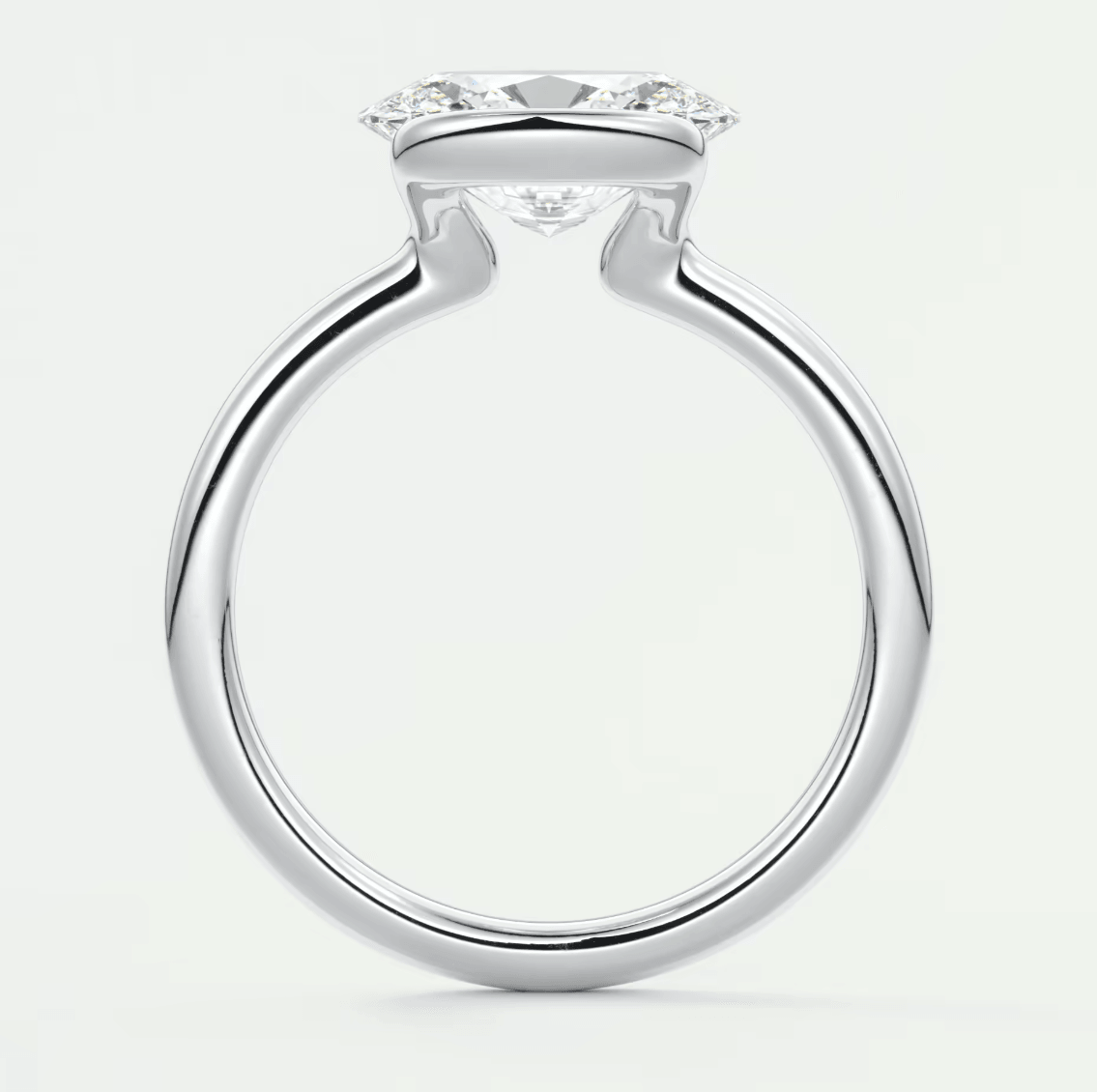 Solara East-West Oval Half Bezel Ring – Lab Diamond or Moissanite