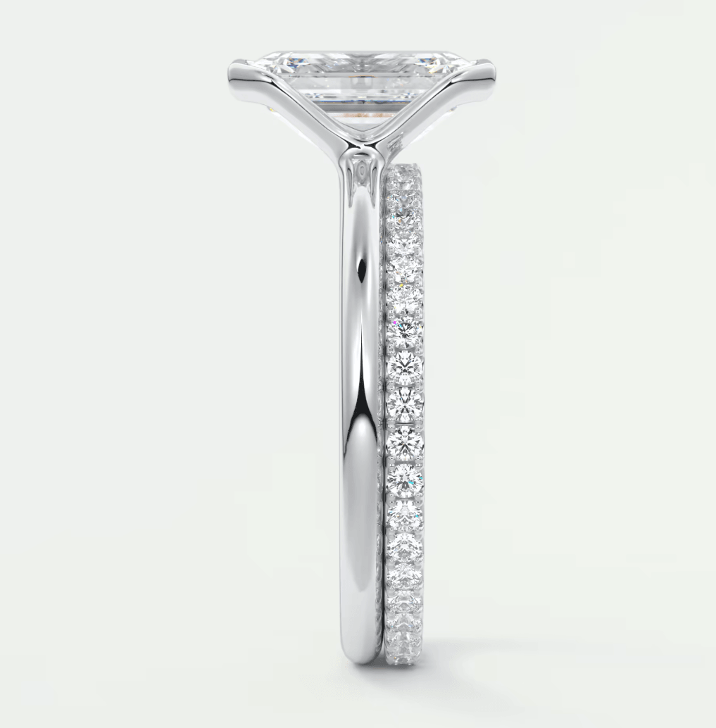 Solara Emerald Half Bezel Ring – Lab Diamond or Moissanite