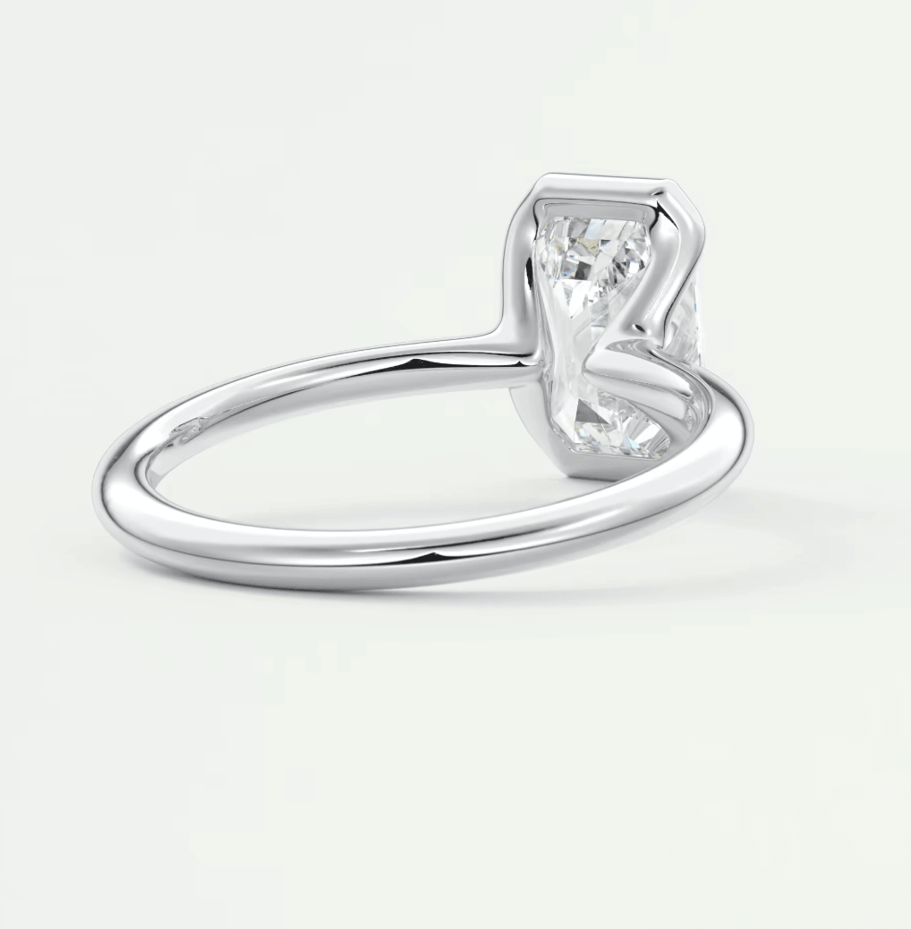 Solara Emerald Half Bezel Ring – Lab Diamond or Moissanite