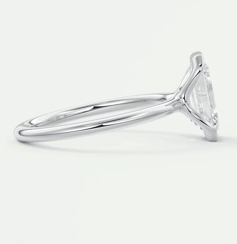 Solara Emerald Half Bezel Ring – Lab Diamond or Moissanite