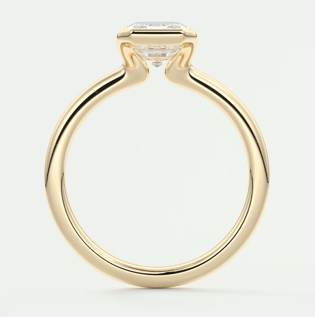 Solara Emerald Half Bezel Ring – Lab Diamond or Moissanite