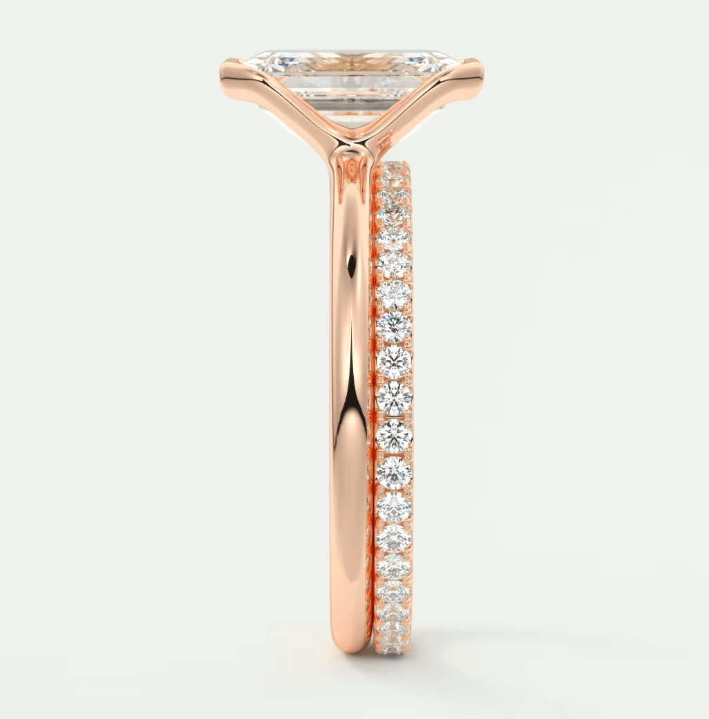 Solara Emerald Half Bezel Ring – Lab Diamond or Moissanite