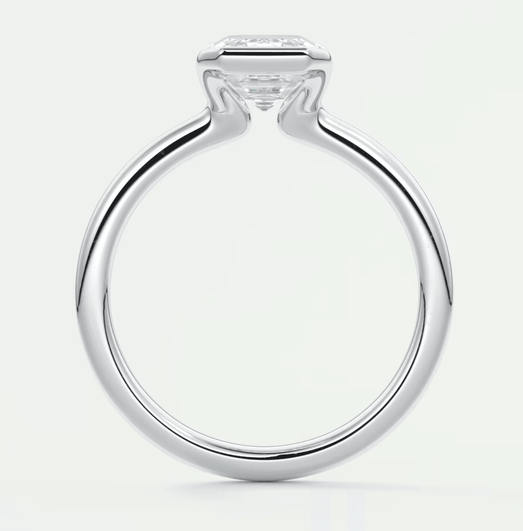 Solara Emerald Half Bezel Ring – Lab Diamond or Moissanite