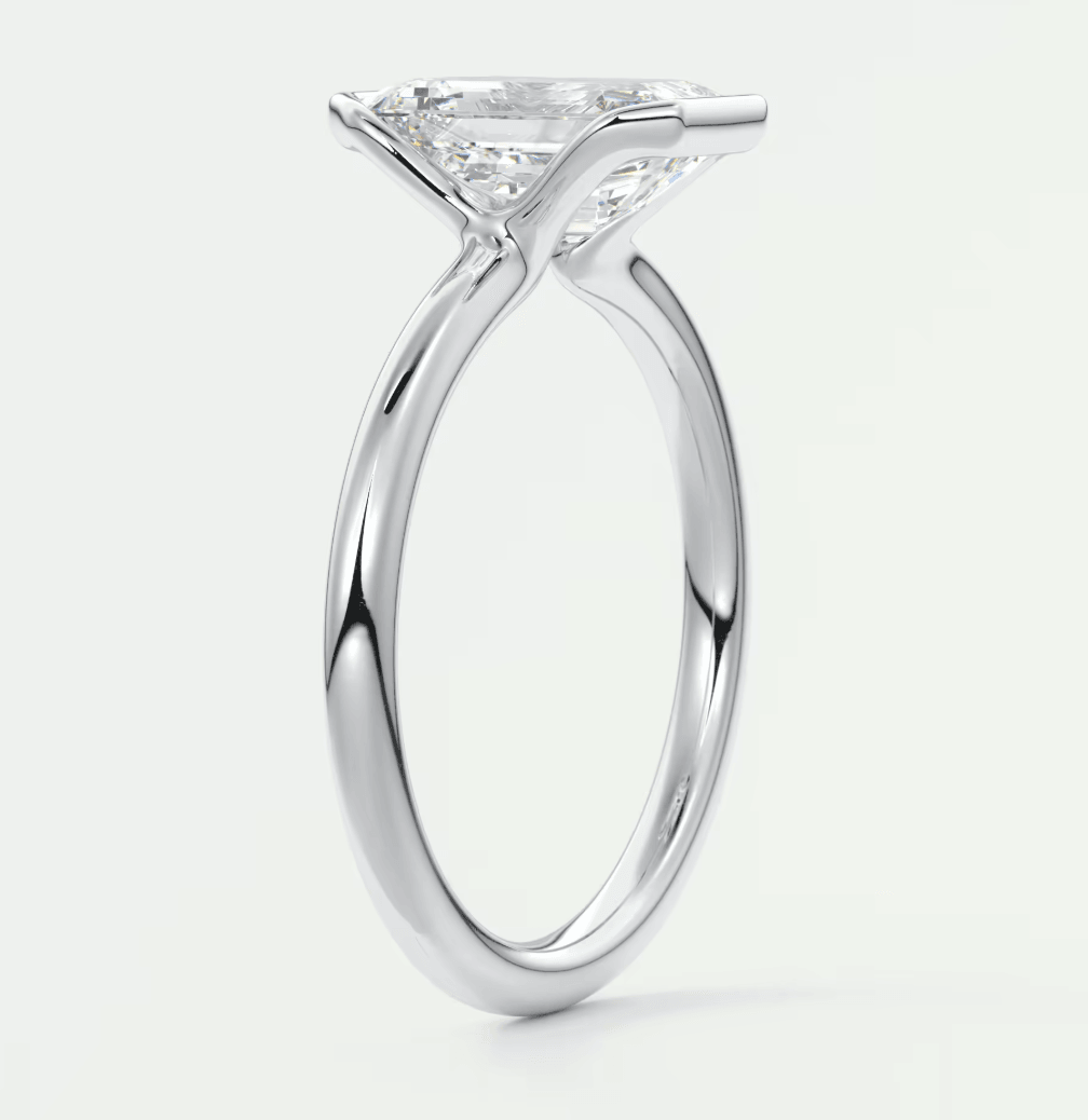 Solara Emerald Half Bezel Ring – Lab Diamond or Moissanite