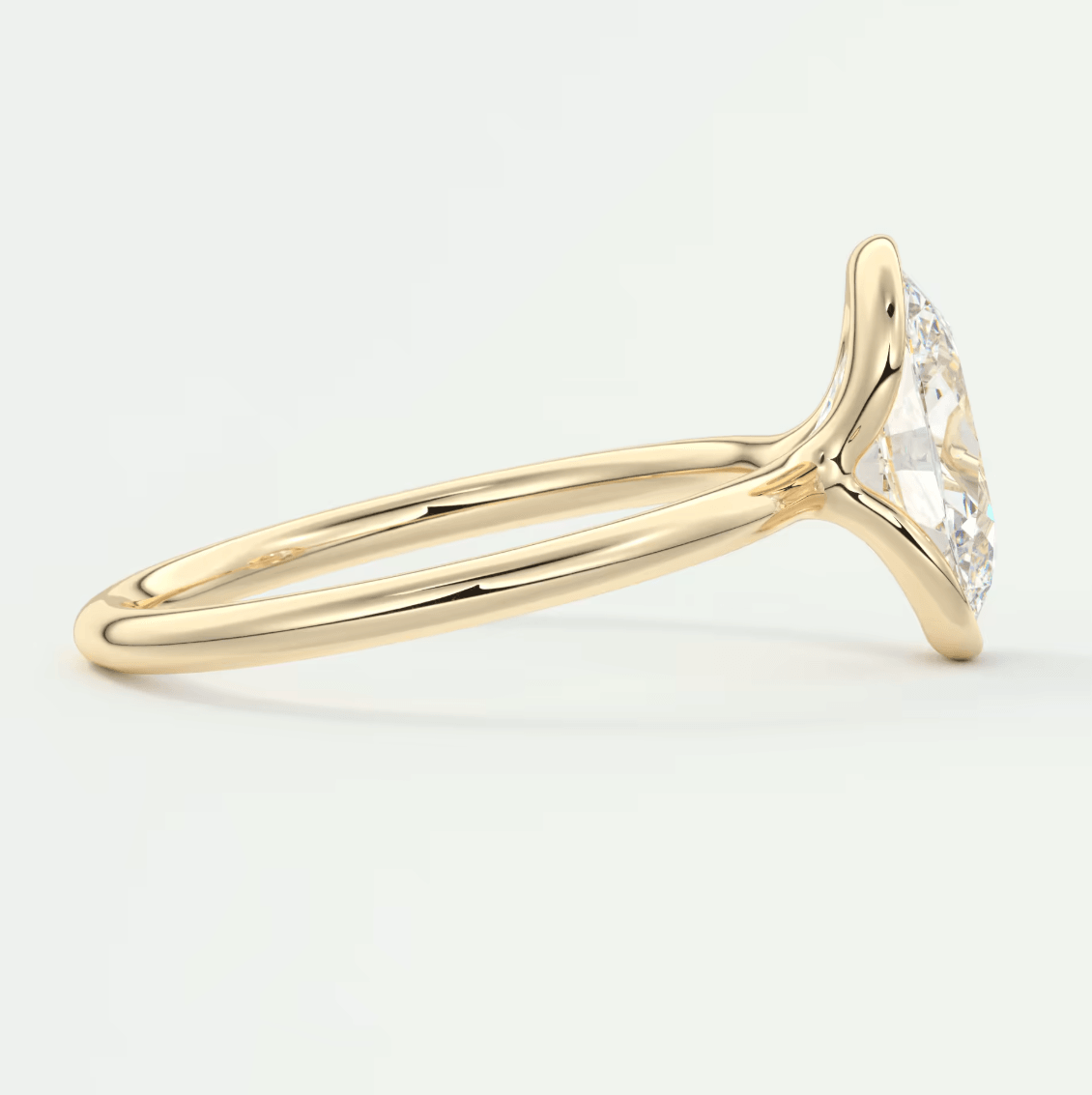 Solara Oval Half Bezel Ring – Lab Diamond or Moissanite