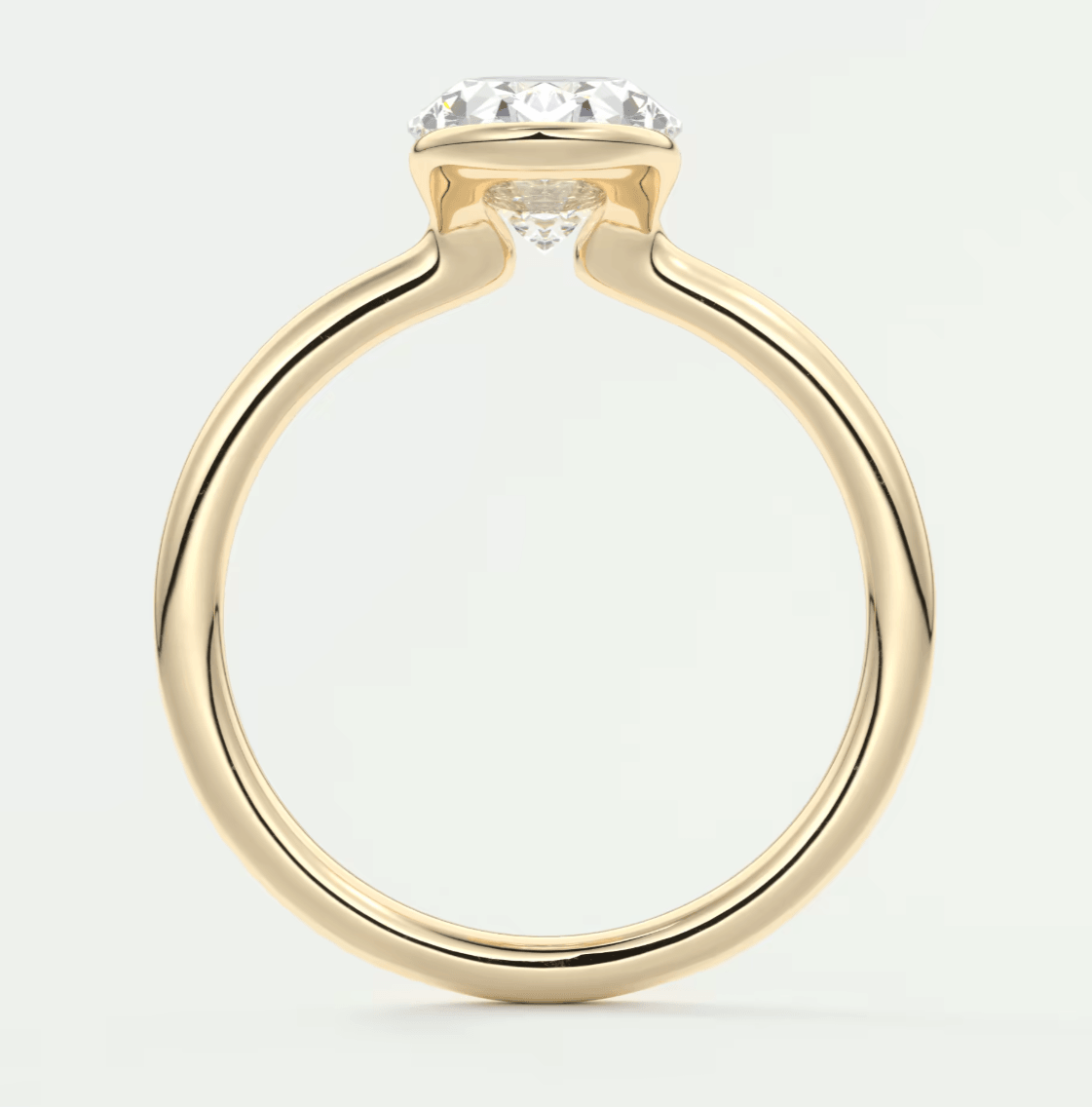 Solara Oval Half Bezel Ring – Lab Diamond or Moissanite