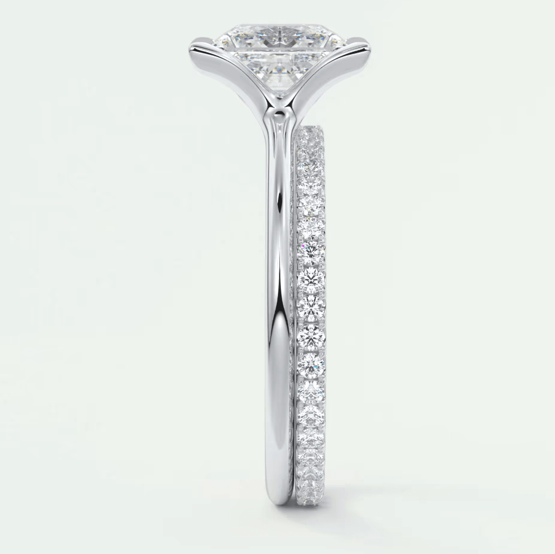 Solara Princess Half Bezel Ring – Lab Diamond or Moissanite