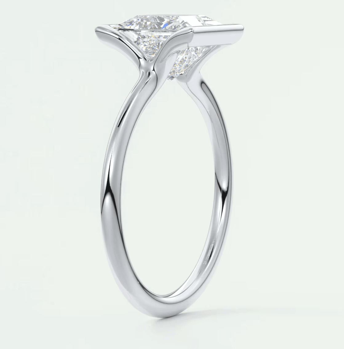 Solara Princess Half Bezel Ring – Lab Diamond or Moissanite