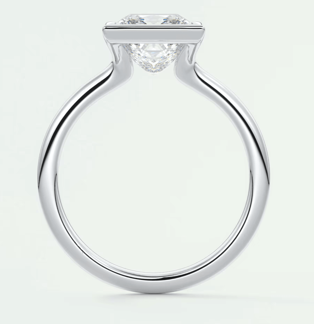 Solara Princess Half Bezel Ring – Lab Diamond or Moissanite