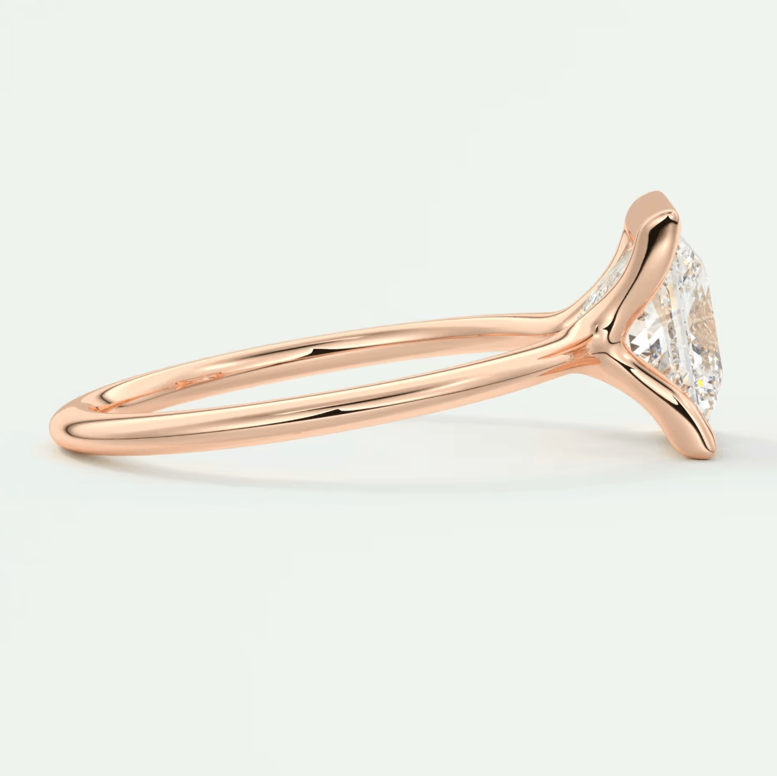 Solara Princess Half Bezel Ring – Lab Diamond or Moissanite