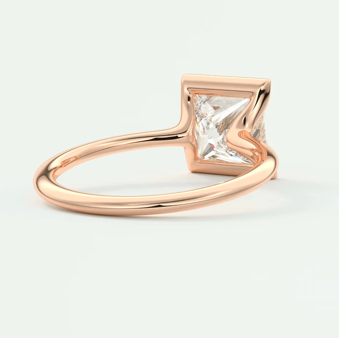 Solara Princess Half Bezel Ring – Lab Diamond or Moissanite
