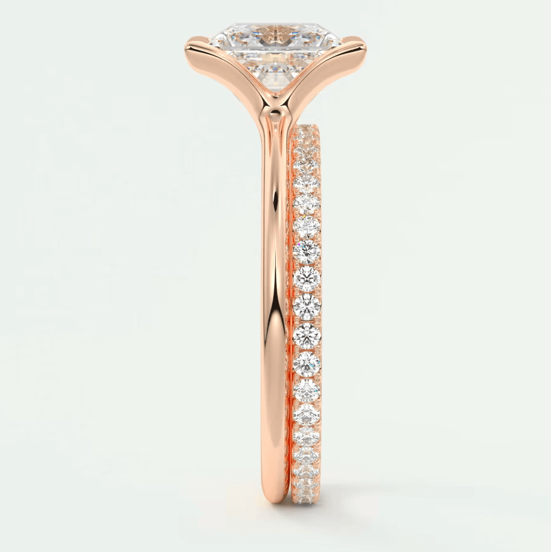 Solara Princess Half Bezel Ring – Lab Diamond or Moissanite