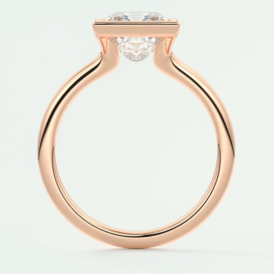 Solara Princess Half Bezel Ring – Lab Diamond or Moissanite