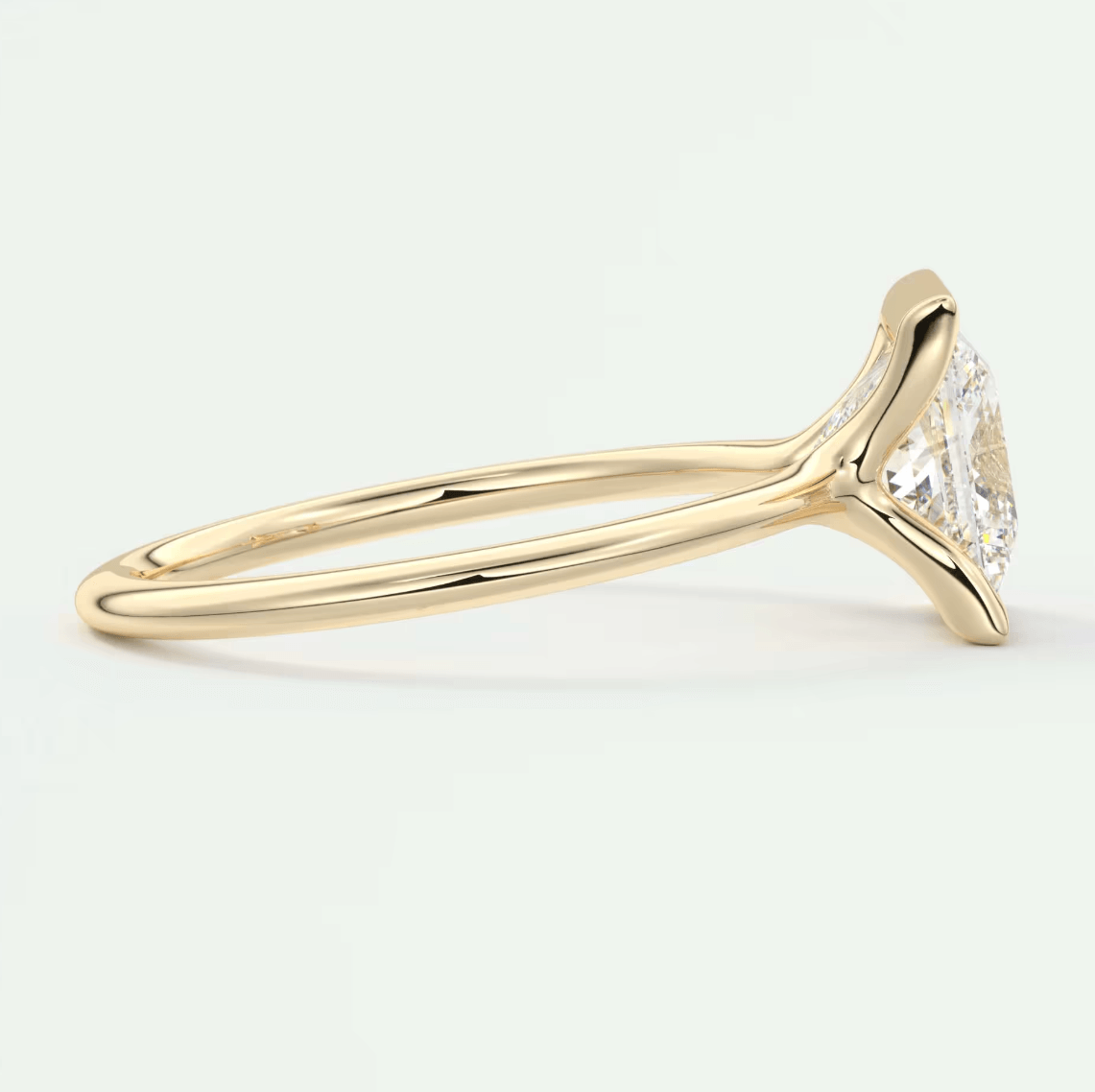 Solara Princess Half Bezel Ring – Lab Diamond or Moissanite