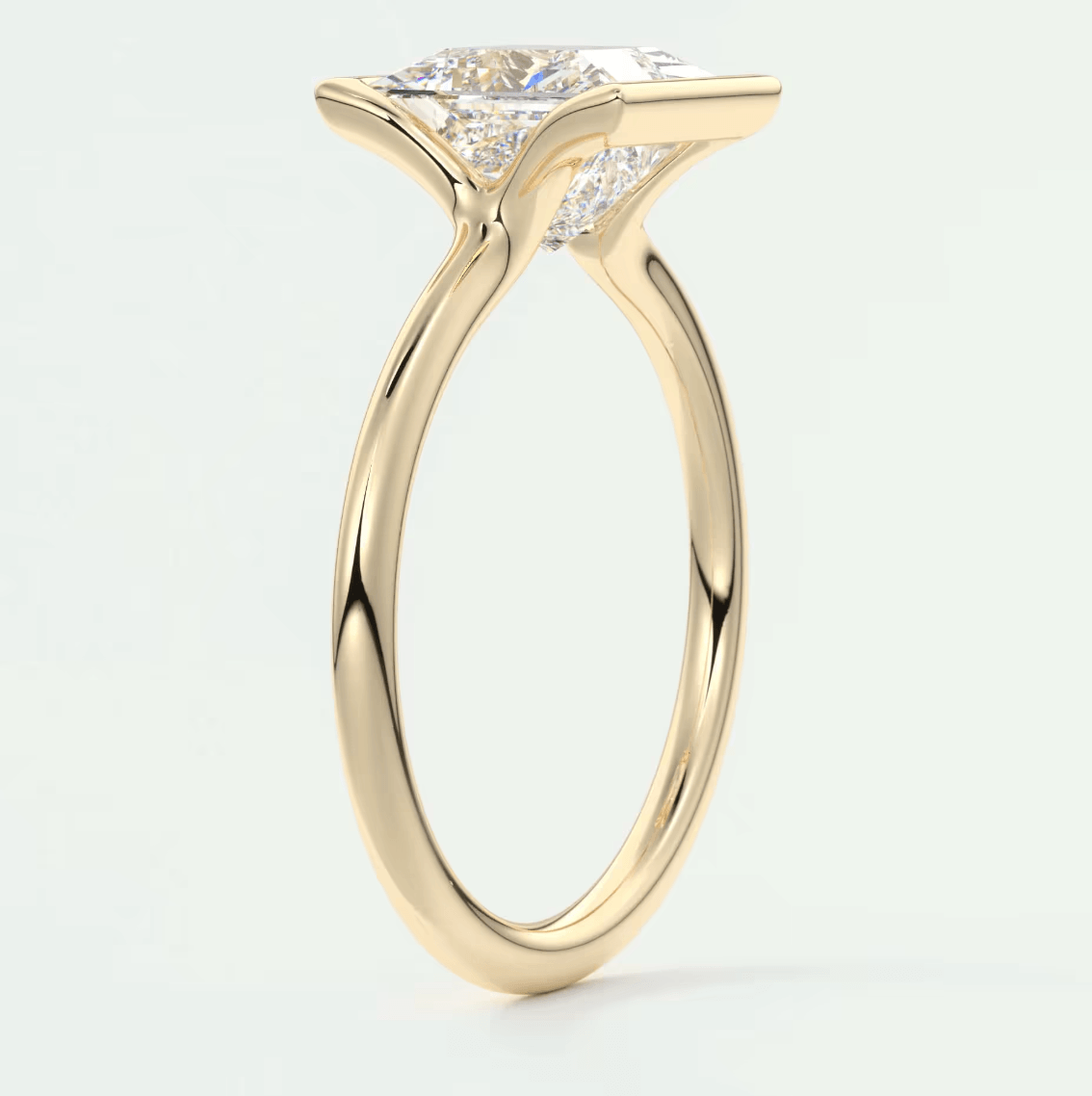 Solara Princess Half Bezel Ring – Lab Diamond or Moissanite