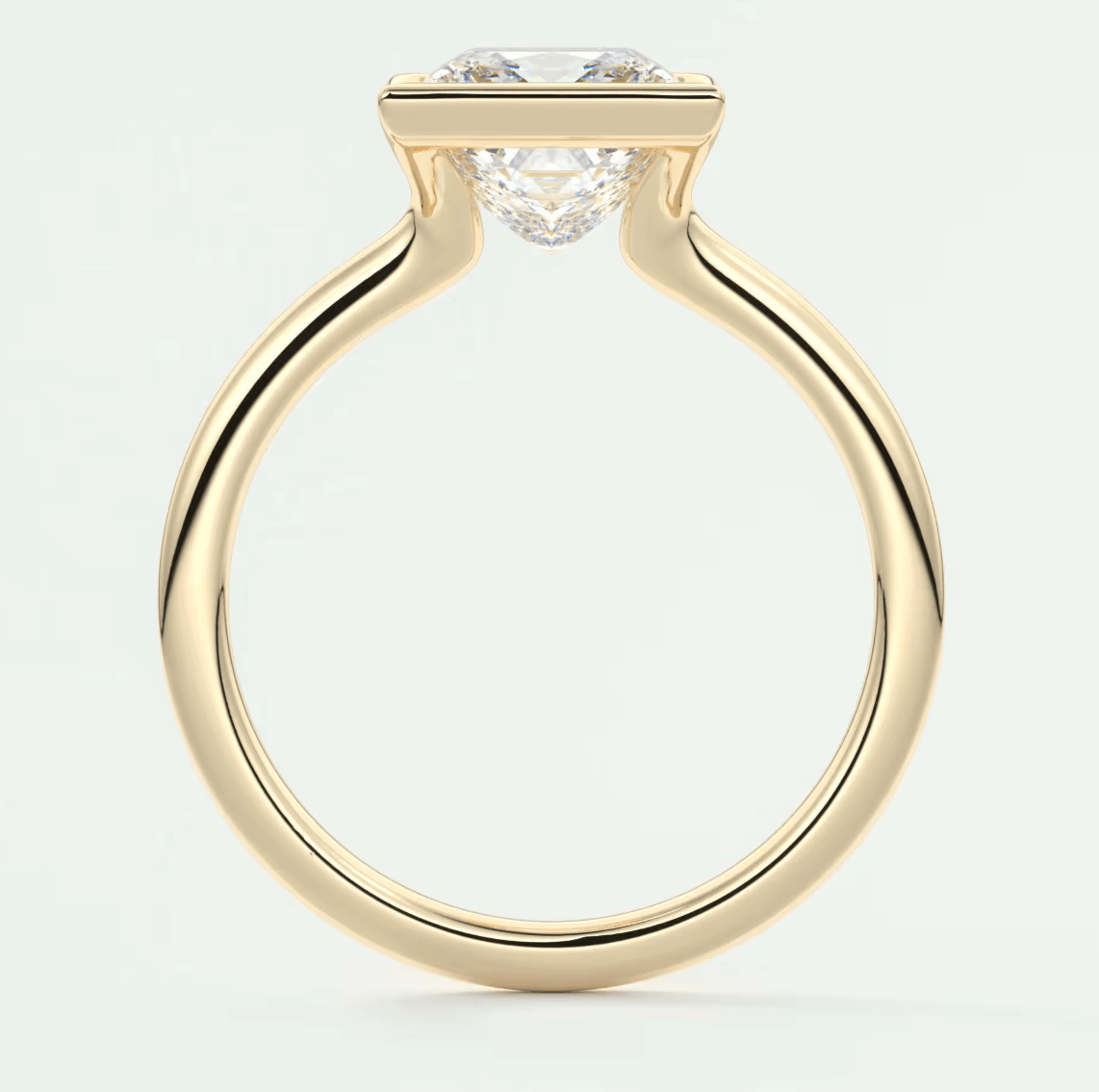 Solara Princess Half Bezel Ring – Lab Diamond or Moissanite