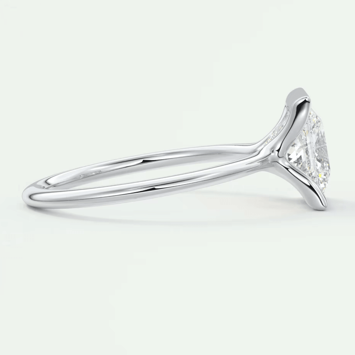 Solara Princess Half Bezel Ring – Lab Diamond or Moissanite