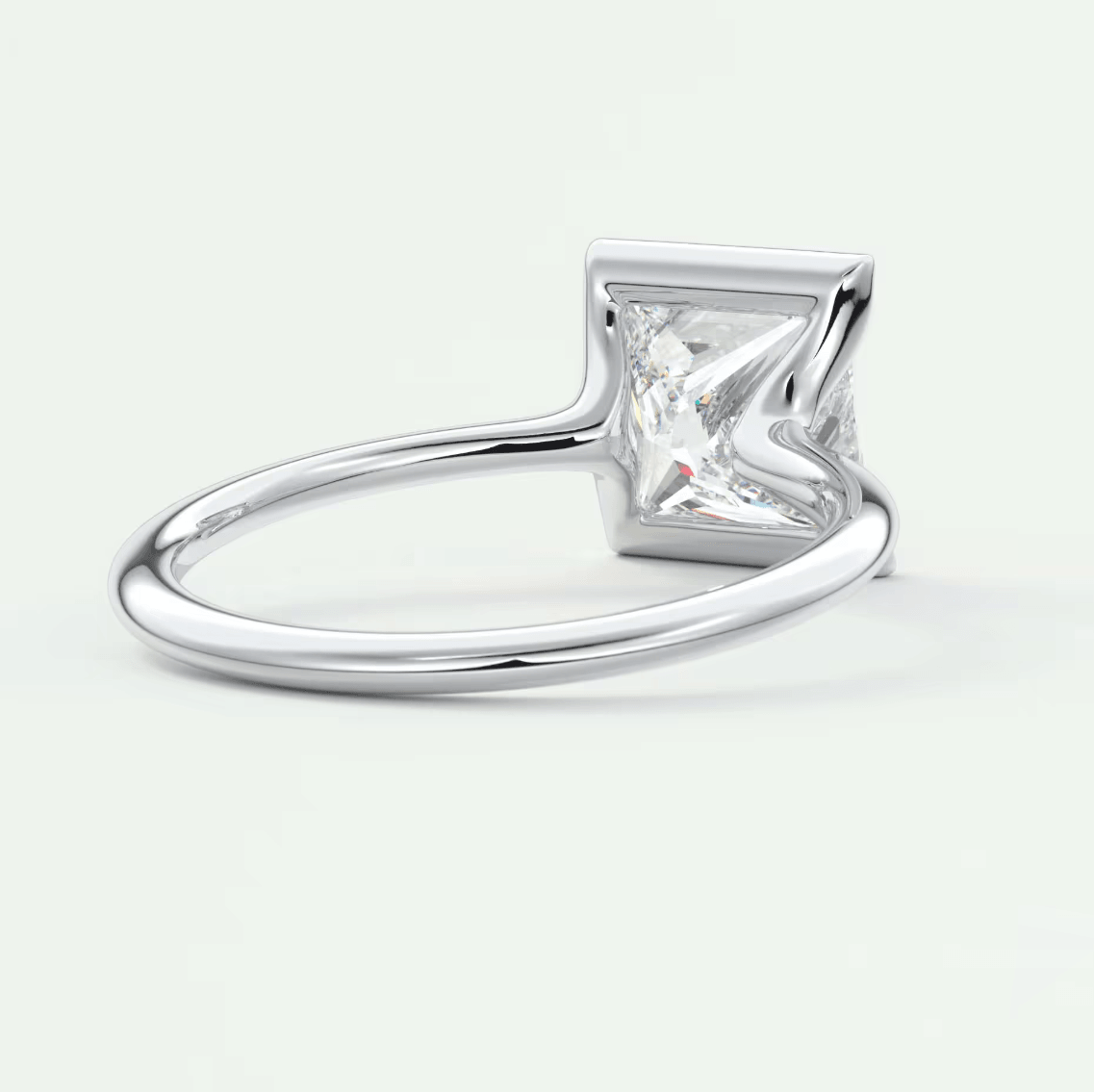 Solara Princess Half Bezel Ring – Lab Diamond or Moissanite