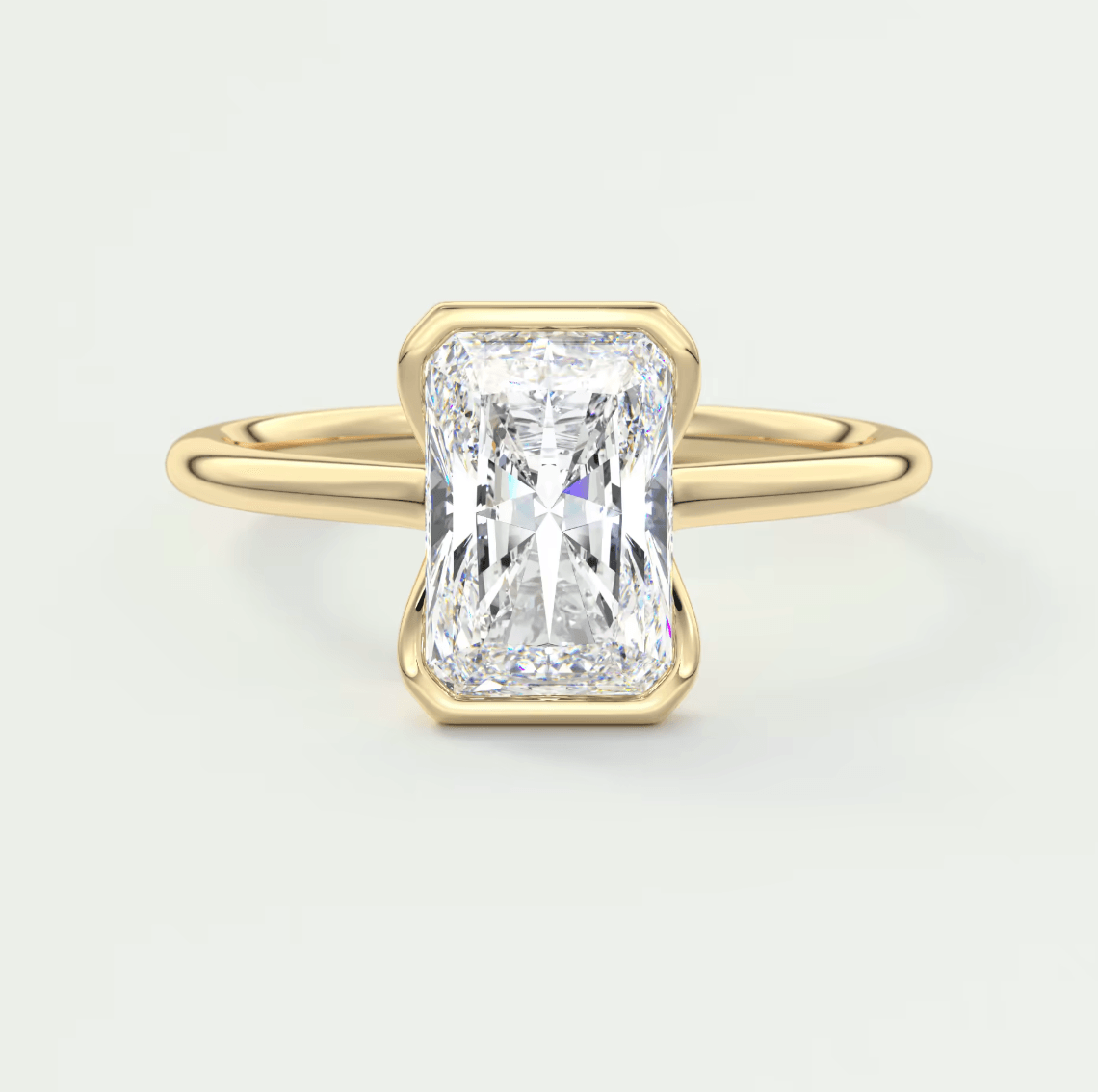 Solara Radiant Half Bezel Ring – Lab Diamond or Moissanite