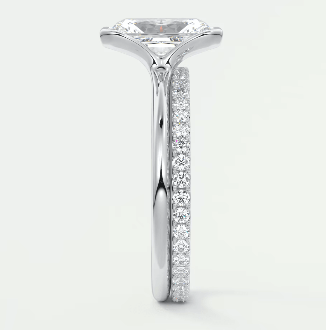 Solara Radiant Half Bezel Ring – Lab Diamond or Moissanite