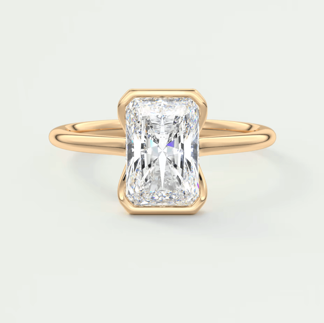 Solara Radiant Half Bezel Ring – Lab Diamond or Moissanite
