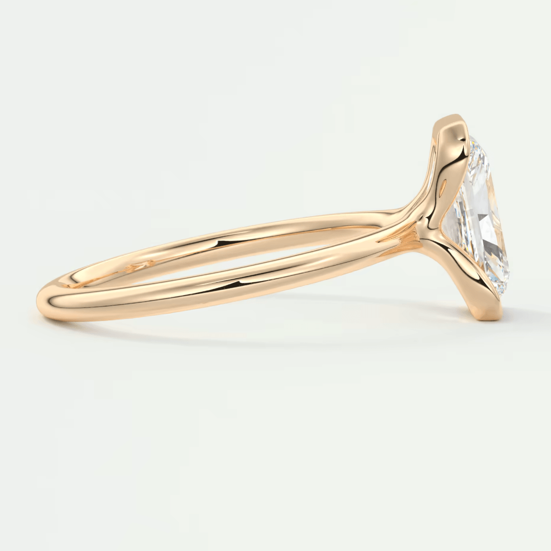 Solara Radiant Half Bezel Ring – Lab Diamond or Moissanite