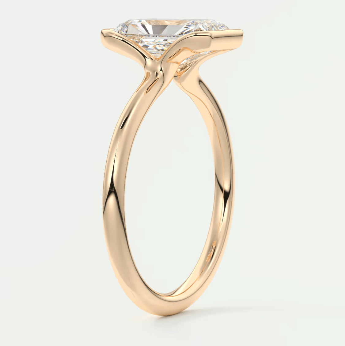 Solara Radiant Half Bezel Ring – Lab Diamond or Moissanite