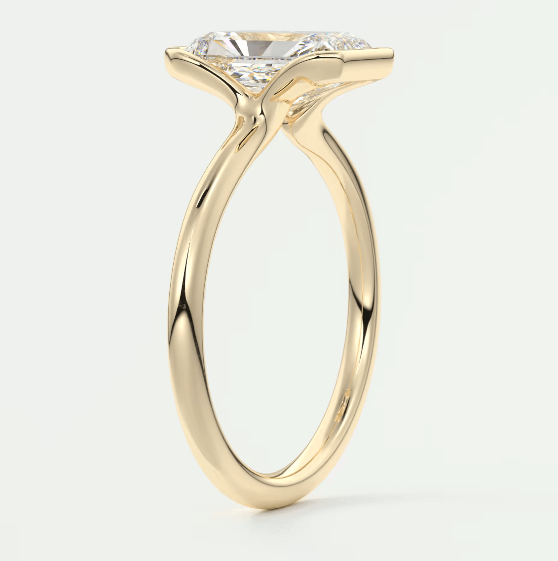 Solara Radiant Half Bezel Ring – Lab Diamond or Moissanite
