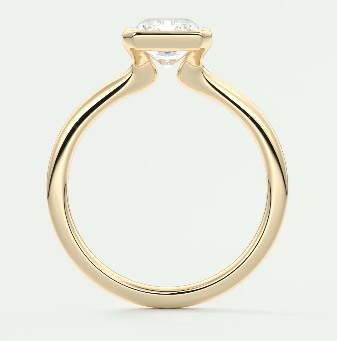 Solara Radiant Half Bezel Ring – Lab Diamond or Moissanite